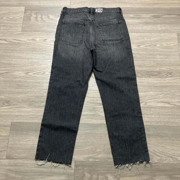 New With Tags GAP Cheeky Straight High Rise Jeans Raw Hem Washed Black Size 29 - Picture 7 of 8